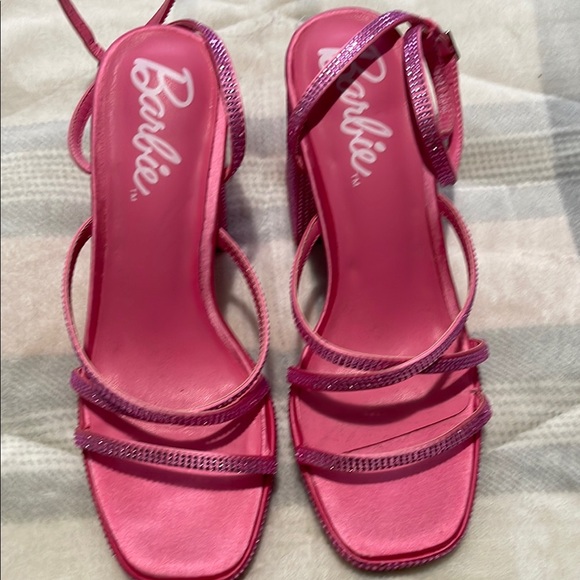 Barbie Pink Strappy Heels with Mid-Heel - Picture 1 of 2